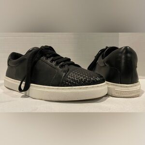 REBECCA MINKOFF Black Leather Bleecker Lace Up Speakers Women’s Size 8 1/2
